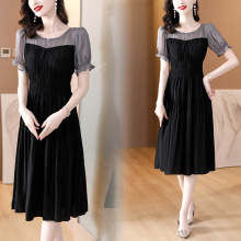 2024夏季新款女装气质洋气修身显瘦高端拼接假两件中长款连衣裙