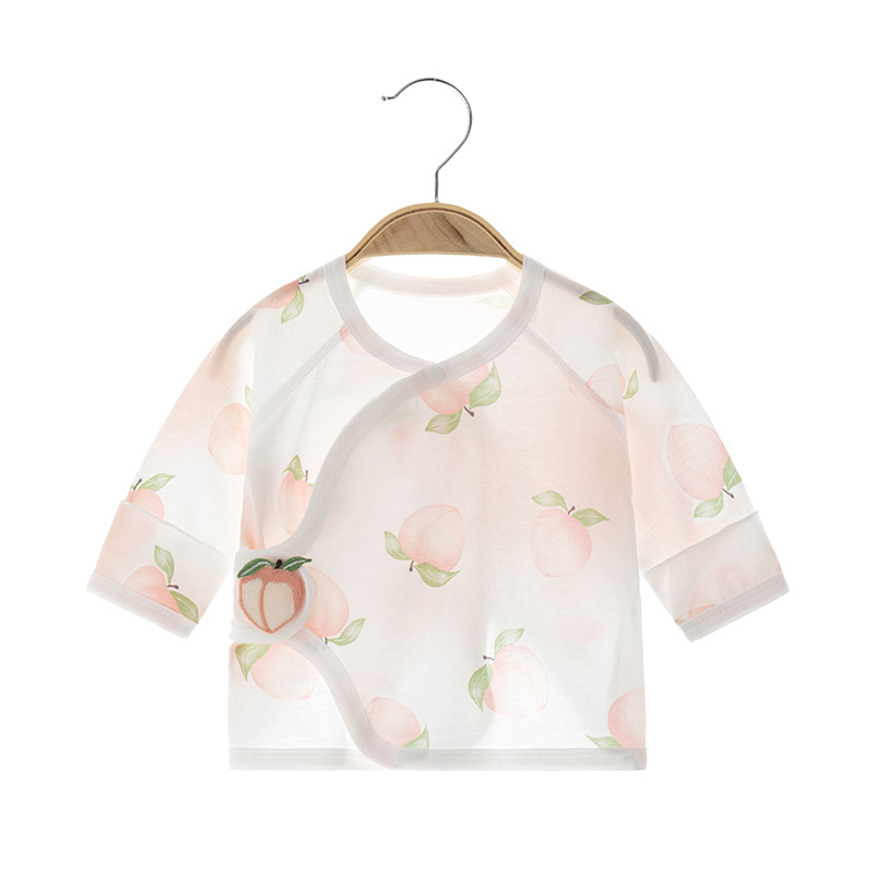 Newborn Half-Back Summer Baby Boneless Pure Cotton Ultra-Thin Initial Magic Tape Pajama Top for One-Month-Old Baby Air Conditioning