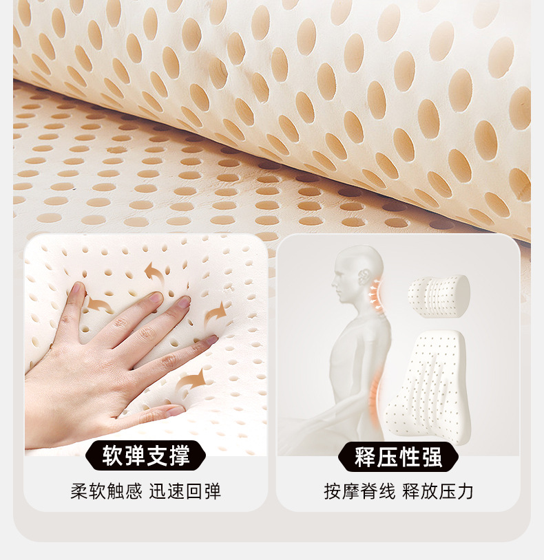 Upgraded car headrest latex pillow and lumbar support set, neck pillow, neck support pillow, lumbar cushion, seat back cushion for all seasons