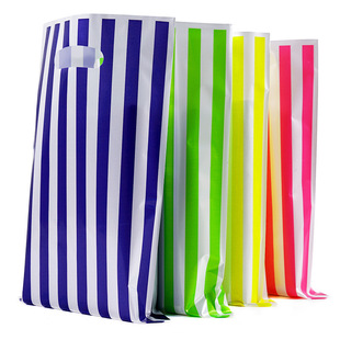 Birthday Party Plastic Return Gift Bag Solid Color Striped Pearlescent Bag Pearlescent Film Gift Bag Candy Bag
