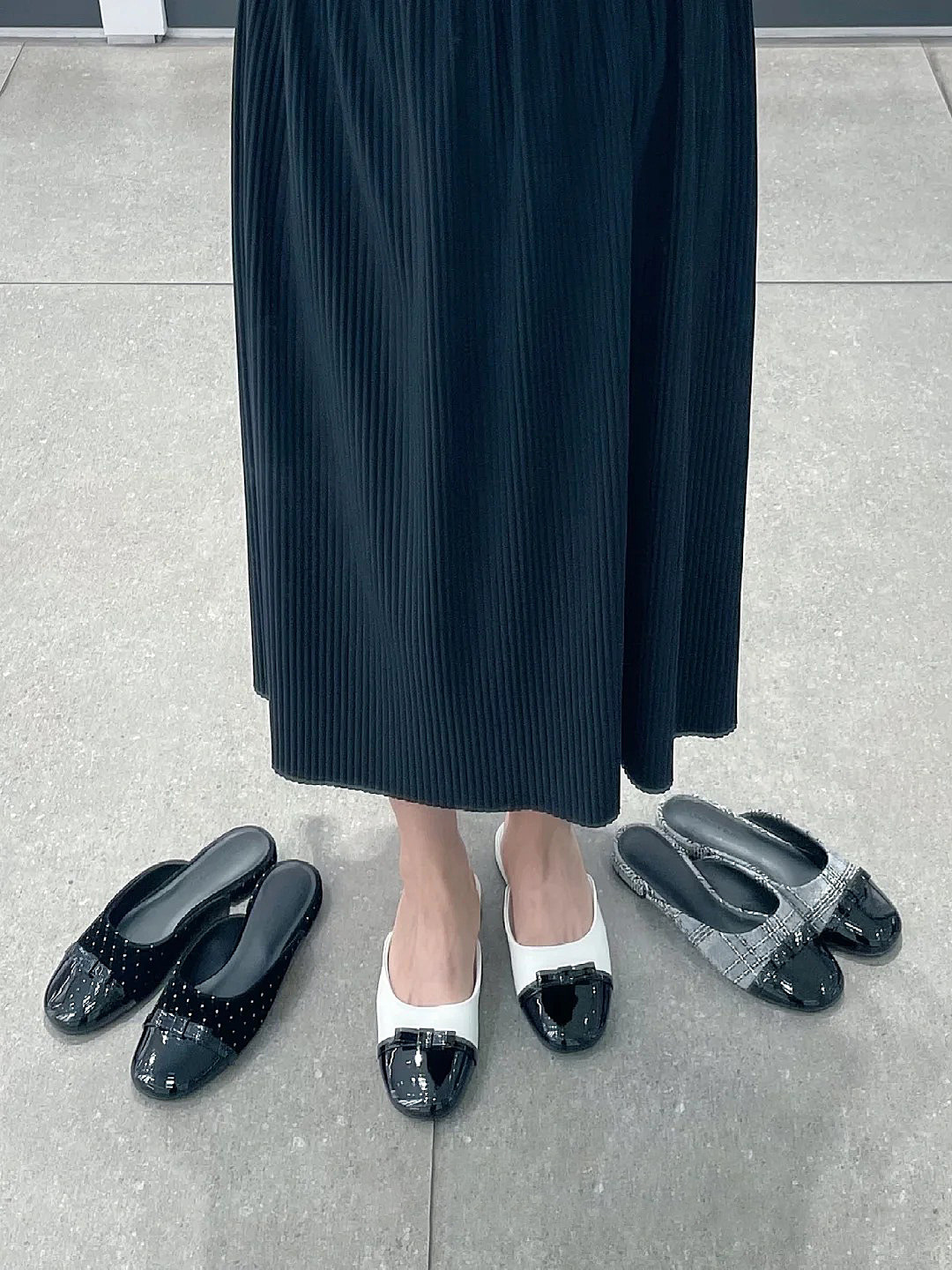 Damen Slipper Mit Schleife Farbblock Design Flache Sandalen_voghion.com
