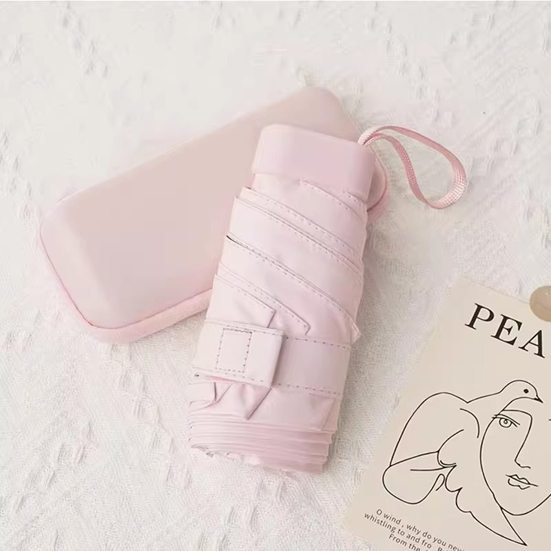 Luz natural de vinilo ligera con paraguas portátiles de protección solar UV lluvia cápsula de doble propósito con paraguas de seis plegadas