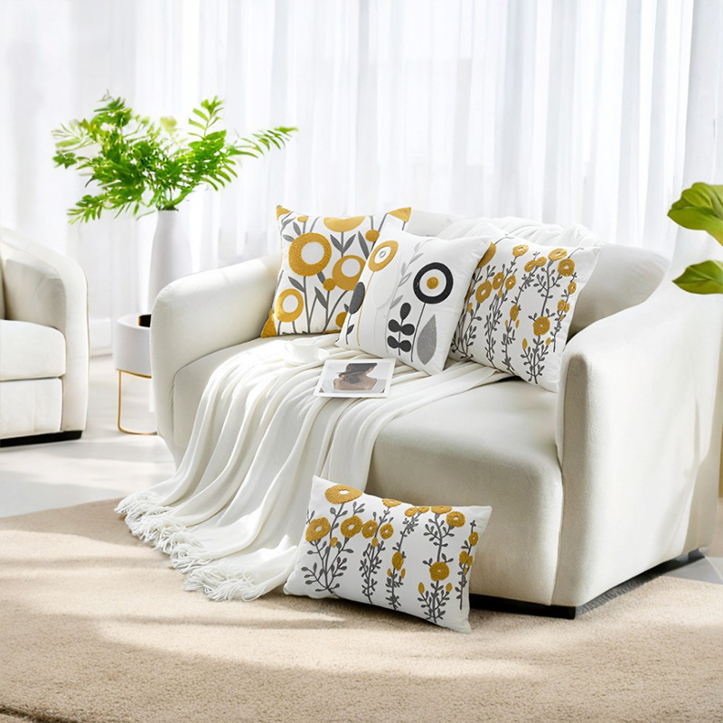 Verano flor pintura al óleo estilo funda de almohada hogar simple sala de estar decoración de sofá funda de cojín sofá almohada al por mayor