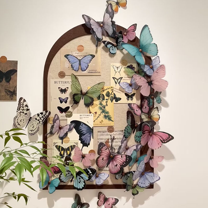 A Complete Set of Butterfly Wall Felt Board Photo Wall Self-Adhesive Punch-Free Handmade DIY Display Background Wall Sticker Decoration