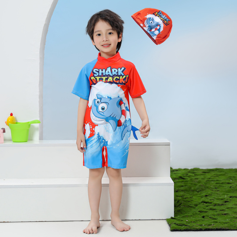 Traje de baño para niños nuevo estilo mono bebé bañador de dibujos animados estudiante spa protector solar niño traje de baño de secado rápido al por mayor