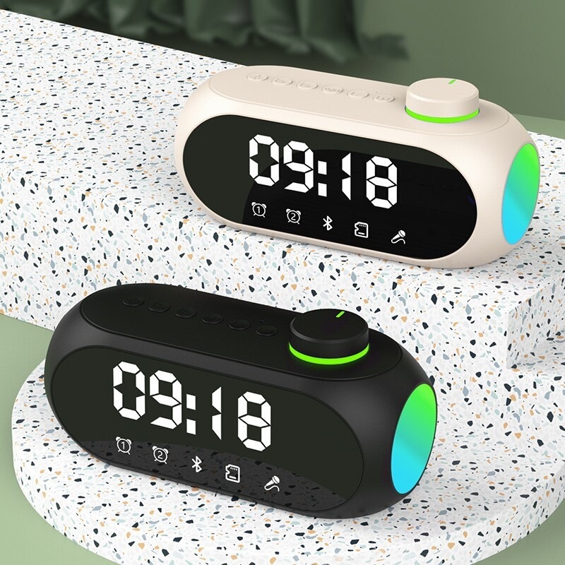 New S18 Bluetooth speaker with RGB alarm clock, heavy bass, portable mini clock, home desktop audio system New S18 Bluetooth speaker with RGB alarm clock, heavy bass, portable mini clock, home desktop audio system