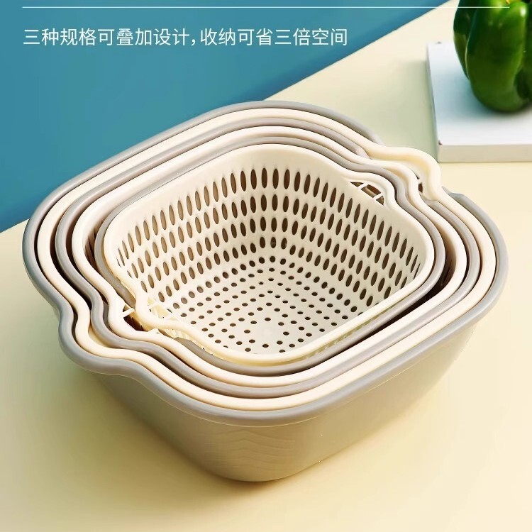双层洗菜盆沥水篮瓜果篮家用厨房客厅水果沥水篮子淘菜盆洗菜筐|undefined