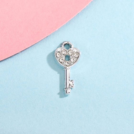 Korean style all-match diamond heart-shaped love key diy accessories pendant bracelet necklace clothing pendant accessories
