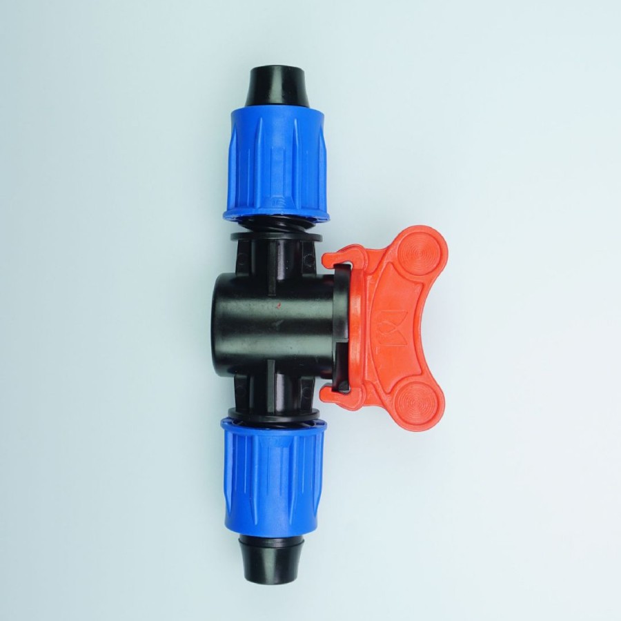 Capas azules 16 PE bloqueo de tubería a través de la válvula para evitar la caída de la presión del agua, microrroyección por goteo, tubería de riego por pulverización se puede cerrar