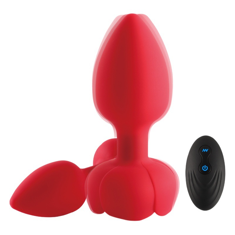 Juguete sexual luminoso para estimulación anal, control remoto inalámbrico, vibrador anal de silicona rosa para uso en casa.