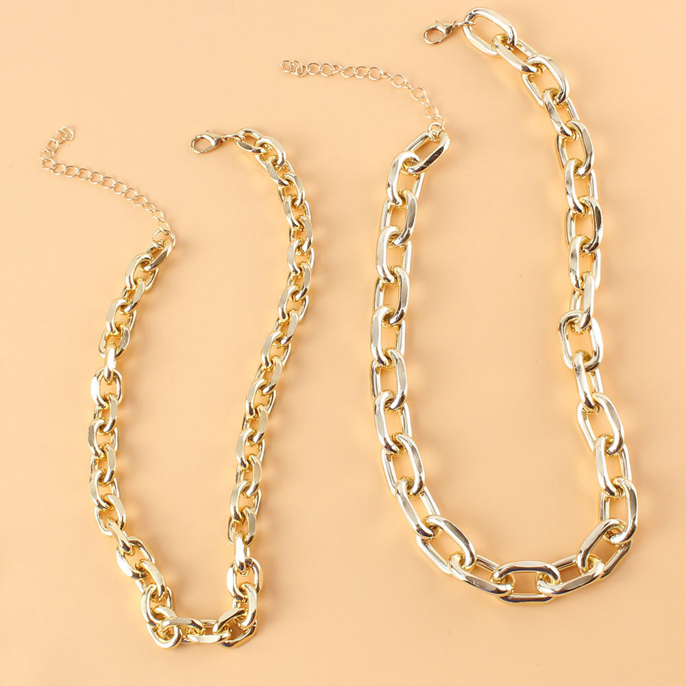 Europe And America Cross Border Fashion Necklace Personality Simple Gold Thick Chain Double Layer Necklace Ins Style Ornament 17910 display picture 4