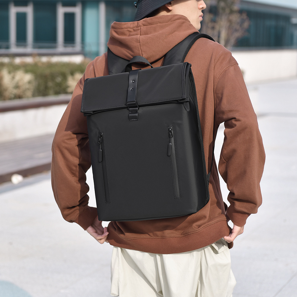 Bolso de hombro textura bolso de hombro masculino de gran capacidad tendencia de ocio de cercanías mochila de viaje de negocios mochila de computadora de cercanías mochila de estudiante