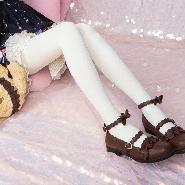 Jk Student Soft Girl Lolita Long Stockings Spring, Autumn, and Winter Style Girl Lolita Base Pantyhose White Stockings Versatile