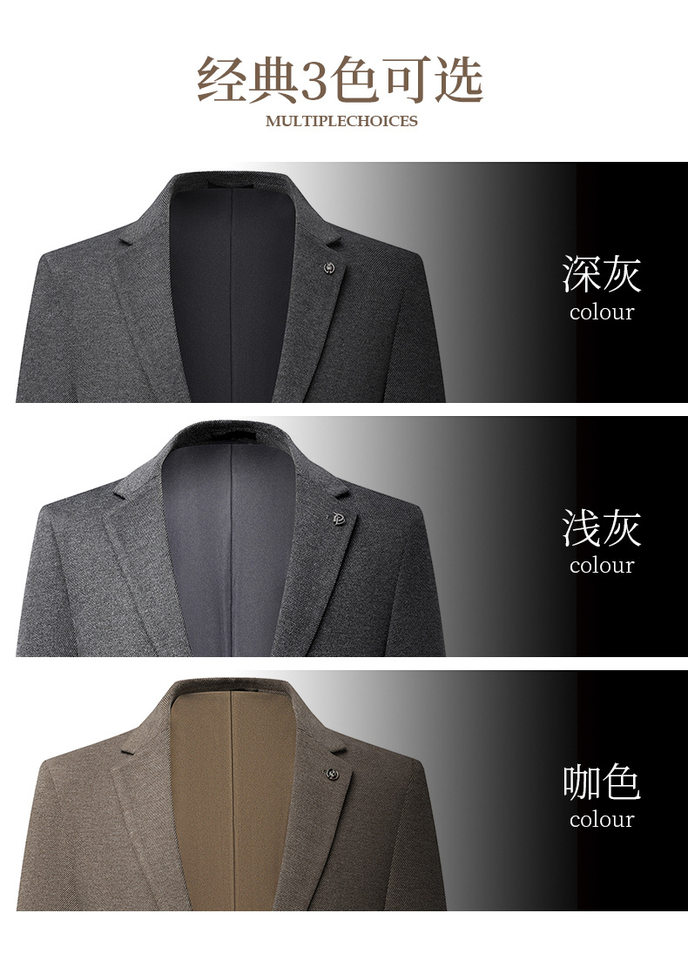 Áo vest nam dáng ôm chất liệu dệt kim chống nhăn, tay dài cổ vest một hàng hai cúc — Màu nâu cà phê, Xám nhạt, Xám đậm chi tiết 12