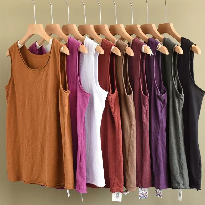 Summer All-match Practical Small Sling Slub Cotton Comfortable Vest Loose Base Stacked Sleeveless I-shaped Pullover Top Summer All-match Practical Small Sling Slub Cotton Comfortable Vest Loose Base Stacked Sleeveless I-shaped Pullover Top