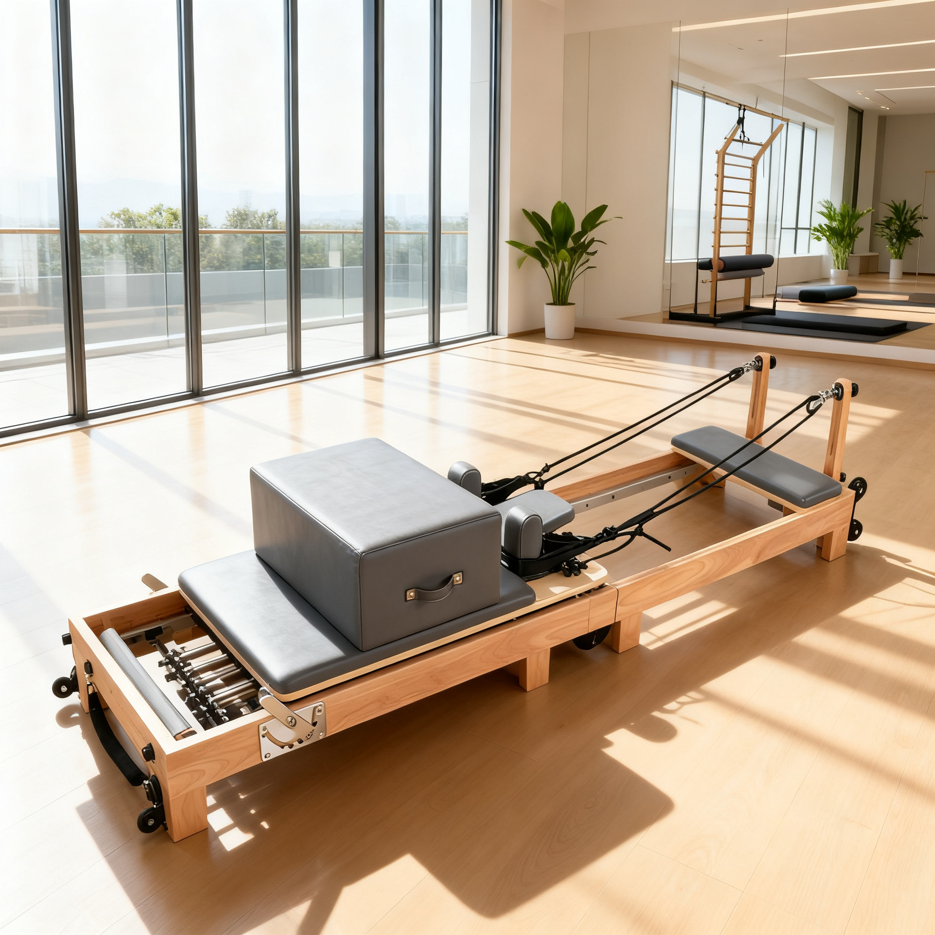 Oak Wood Foldable Pilates Core Bed Yoga Studio Gym Commercial Large Equipment for Professional Stretching