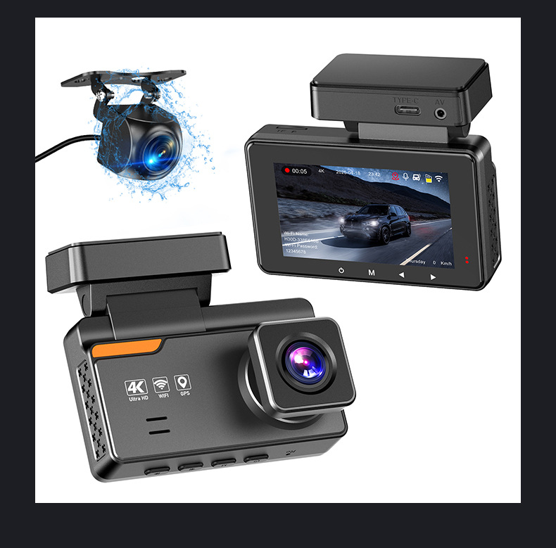 Driving Recorder 4K High-Definition Night Vision Parking Monitoring Gps Ride-Hailing Car Dual-Camera Video Recorder Dual Lens
