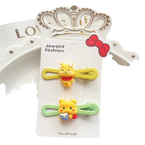 New Korean-style alloy octagonal child hair clip, bear-shaped octagonal clip, hair-friendly, for girls, resin forehead clip