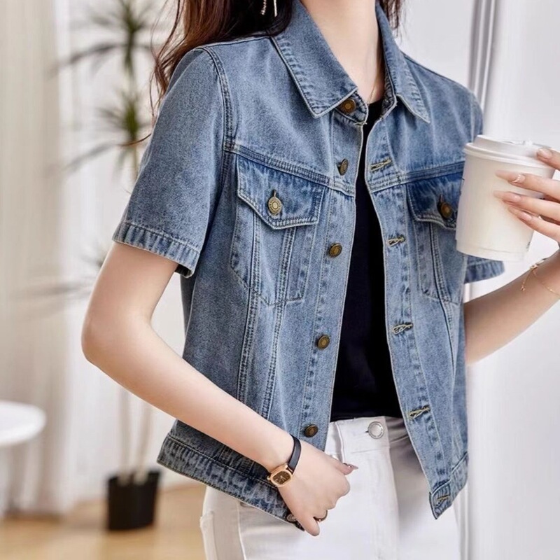 Retro-Style Thin Denim Jacket, Short Style, New Summer Fashion, Stylish Commuter Short-Sleeved Top, Jacket That Looks Slim and Elegant