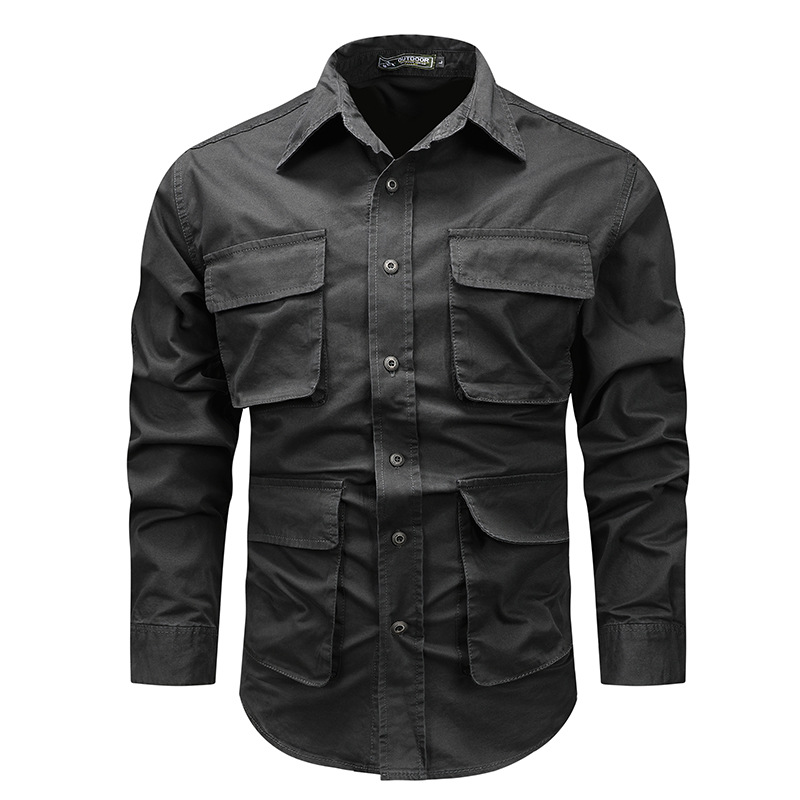 Otoño y invierno nuevo estilo retro algodón camisa de manga larga hombre suelta gran camisa de alto nivel camisa casual ropa de hombre