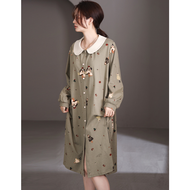 (2개) 봄 신제품 제조 업체 현장 직매 여성 잠옷 심플 루즈 캐주얼 편안한 가디건 드레스는 밖에서 착용 가능