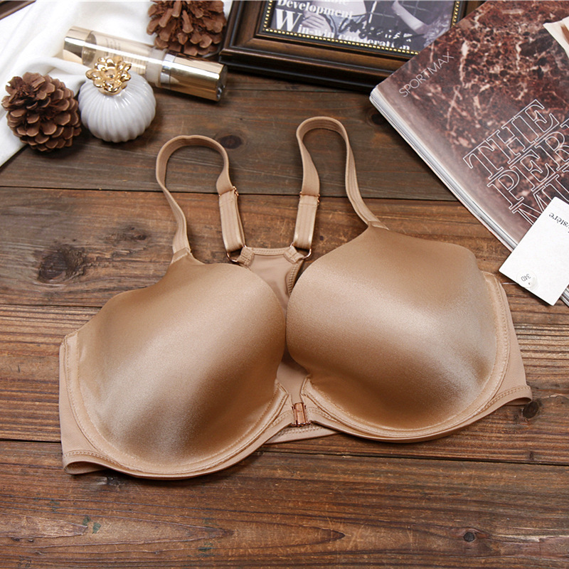 European and American plus size Front Buckle Bra Underwear Cross Beautiful Back Y-shaped Glow Solid Color Women's Anti-sagging Front Buckle Bra European and American plus size Front Buckle Bra Underwear Cross Beautiful Back Y-shaped Glow Solid Color Women's Anti-sagging Front Buckle Bra