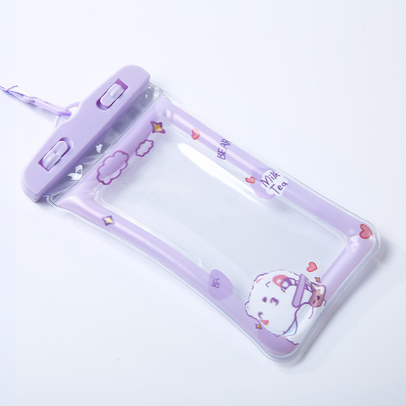 Purple teddy bear [with white lanyard]