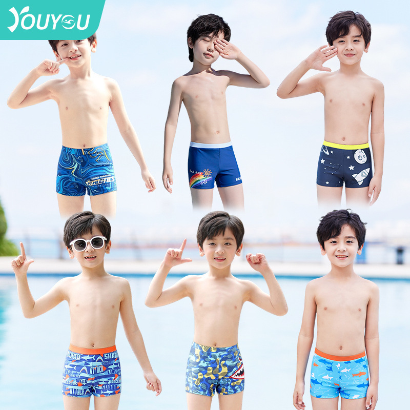 Children's Swimwear Boys' Two-Piece Boys' and Girls' Swimwear Big Kids Summer 2026 New Single-Layer Swim Trunks Swimwear