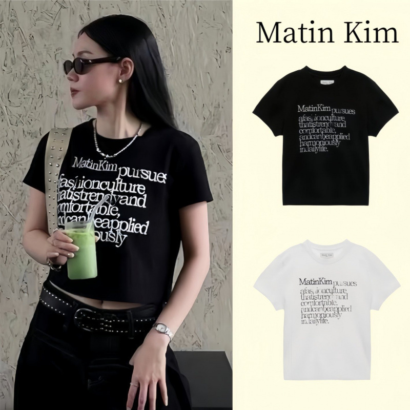 Korean Niche Fashion Brand Matin Kim Short-Sleeved Women's New Mk Full-Print Letter Embroidery Printed T-Shirt Short Top Korean Niche Fashion Brand Matin Kim Short-Sleeved Women's New Mk Full-Print Letter Embroidery Printed T-Shirt Short Top