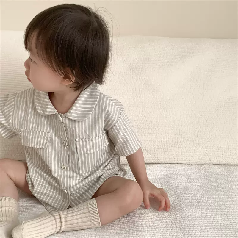 儿童套装夏季薄款韩版童装婴儿衣服夏装2025夏款新品宝宝条纹套装