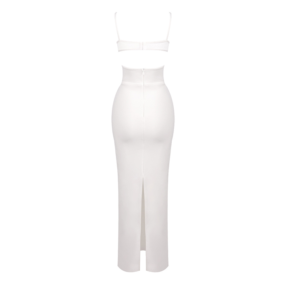 Women's Clothing Black Knitted Bandage Dress For Women Cross Strap Slim Fit Suitable For Commute Dates And Banquets_ecoleips.com