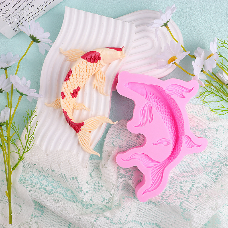 Festival festivo carpa oro molde de silicona cada año más de peces dorados horneado molde decorativo molde koi molde