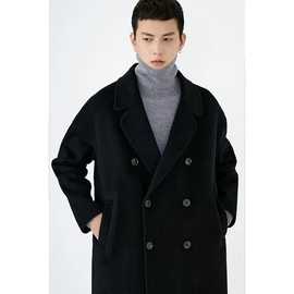 毛呢大衣男中长款阿尔巴卡羊毛双面呢外套男士韩版羊绒风衣外套