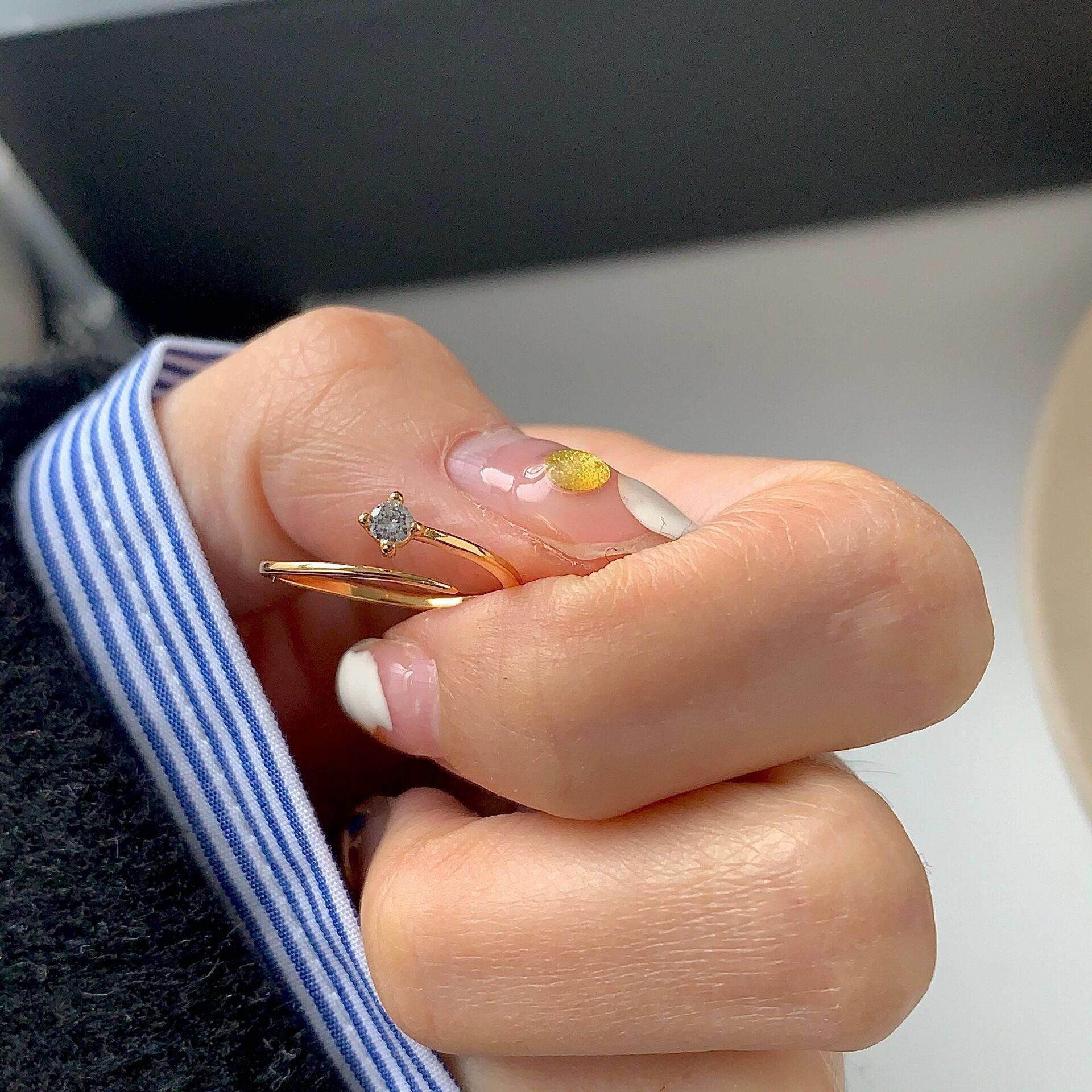 Bague pour femme sertie de diamants, ultra-fine, légère et luxueuse, de niche, simple, ajustable, à charnière ouverte, idéale pour les étudiantes et les jeunes femmes._voghion.com