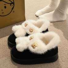 2026新款时尚百搭毛绒绒保暖棉鞋厚底保暖可爱室内兔子冬季棉鞋女