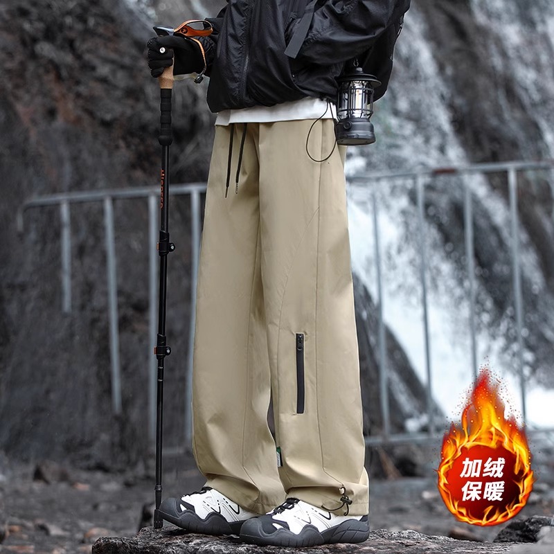 NASA montañismo de la primavera, otoño y invierno para hombres con camelón grueso a prueba de viento, impermeable, pantalones recto para hombres