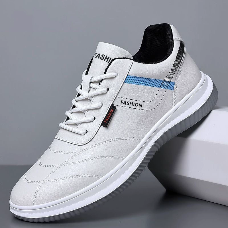 Уличная дышащая спортивная обувь для мужчин. 2025 новые кожаные туфли с низким вырезом, однотонные туфли на толстой подошве, универсальная повседневная обувь в корейском стиле.