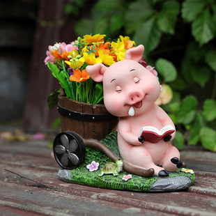 Cute pig flower pot garden decoration simulation animal decoration large outdoor garden succulent flower pot cartoon Pen Holder