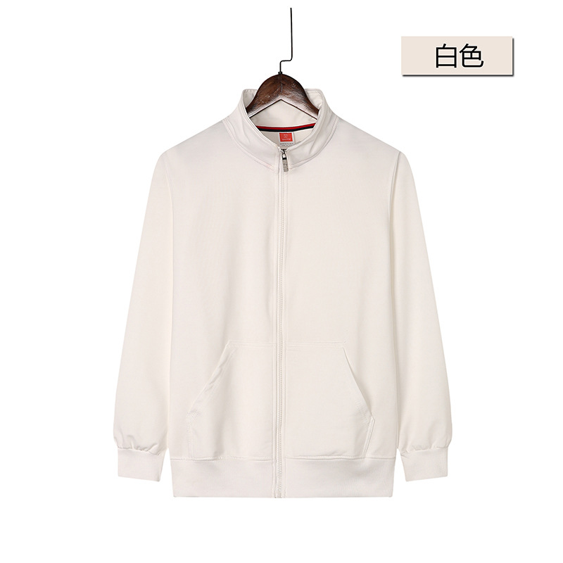 Suéter con cremallera elástica de cuatro lados logotipo impreso collar de pie ropa de trabajo de empresa actividad cultural camisa abrigo bordado Diseño de DIY
