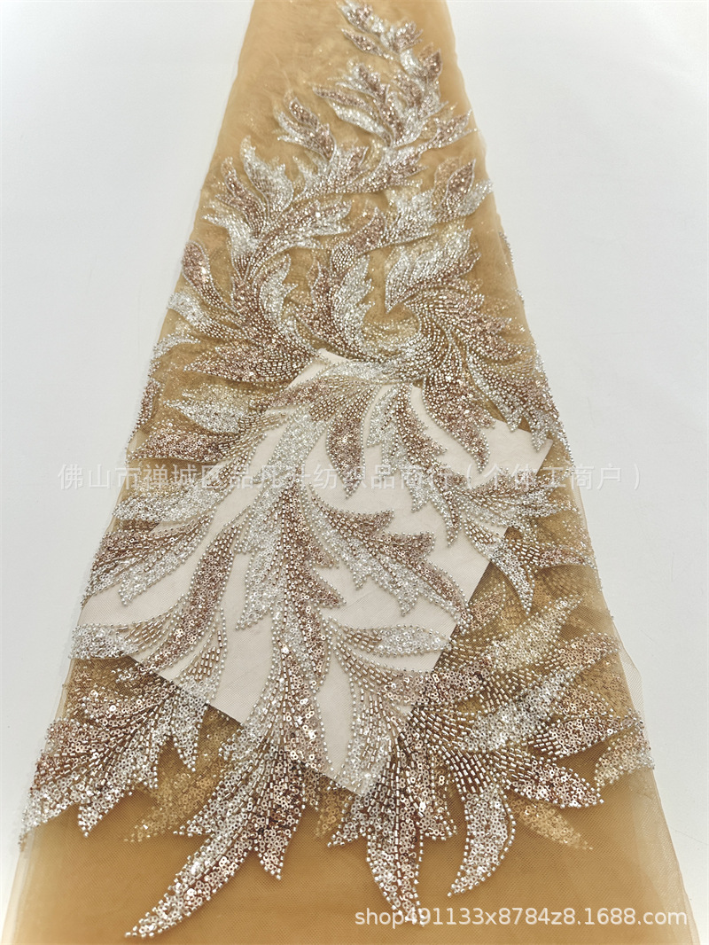 Gaoding diseño vestido de boda consuetud anfitrión baile moda cena vestido tela cuentas telas de sequilla image 12