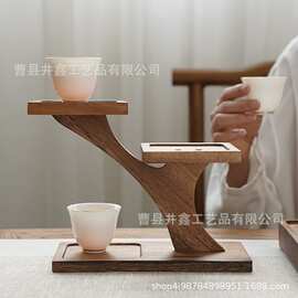 新款木质茶杯架实木茶具收纳摆件多层置物架装饰家用商用木架子