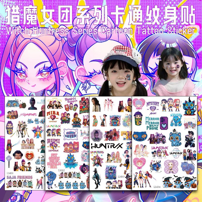 Hunting Girls Group Tattoo Stickers in Stock Waterproof and Sweatproof Cartoon Anime Creative Graffiti Face Tattoo Stickers Customized Hunting Girls Group Tattoo Stickers in Stock Waterproof and Sweatproof Cartoon Anime Creative Graffiti Face Tattoo Stickers Customized