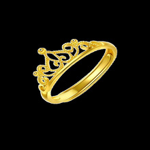 老凤凰金皇冠戒指女士金包银镂空开口求婚戒表白送女友新年礼物