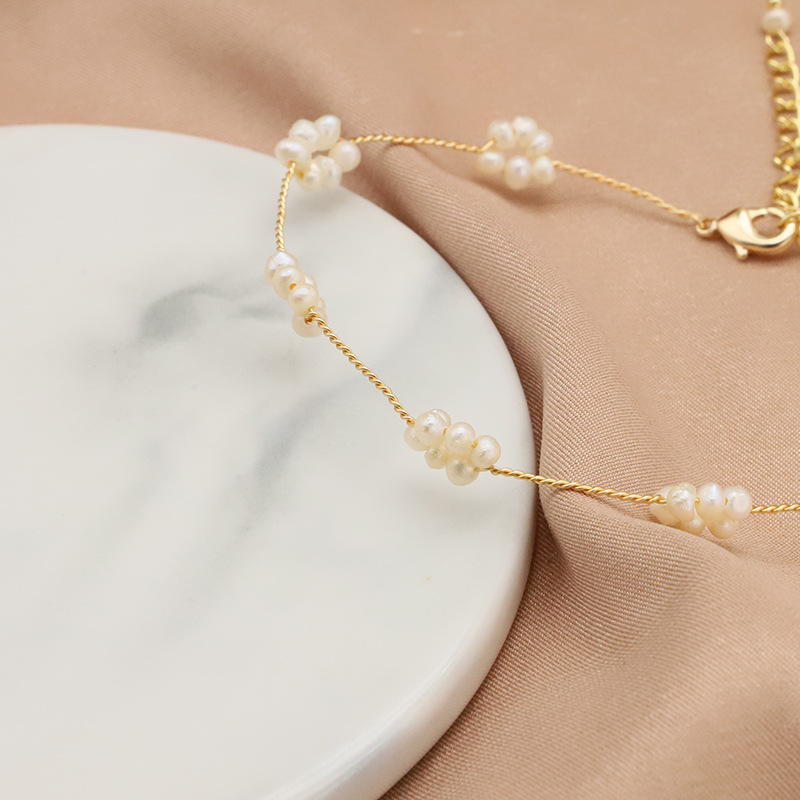 Pulsera de perlas de agua dulce natural Xiaomi nicho de alta calidad personalidad pulsera joyas de oro 18k chapado en oro real