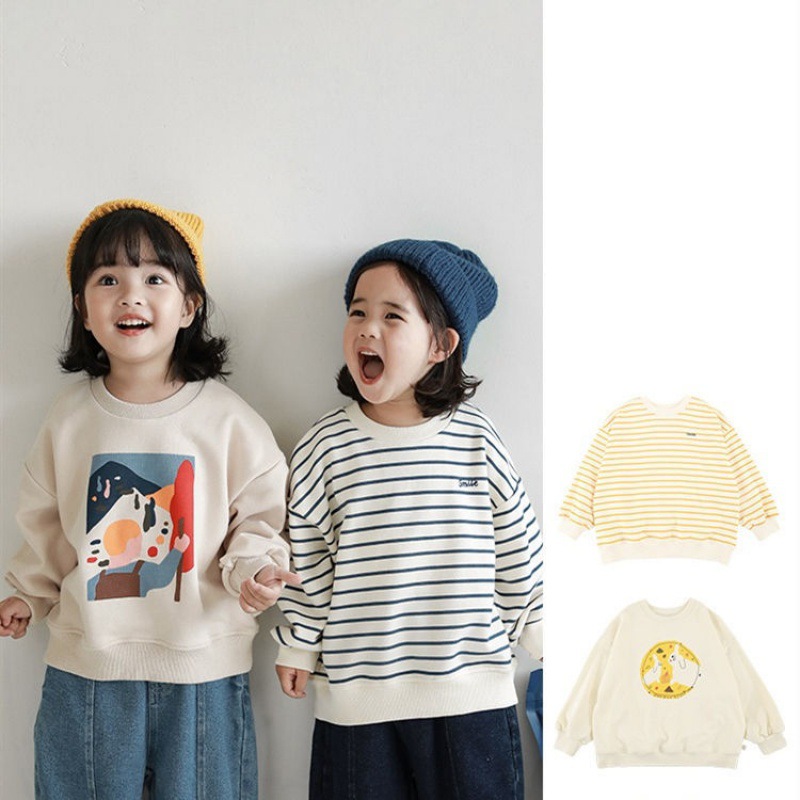 girl Sweater Long sleeve printing leisure time children 2021 spring and autumn new pattern Western style Simplicity Versatile Easy Socket jacket