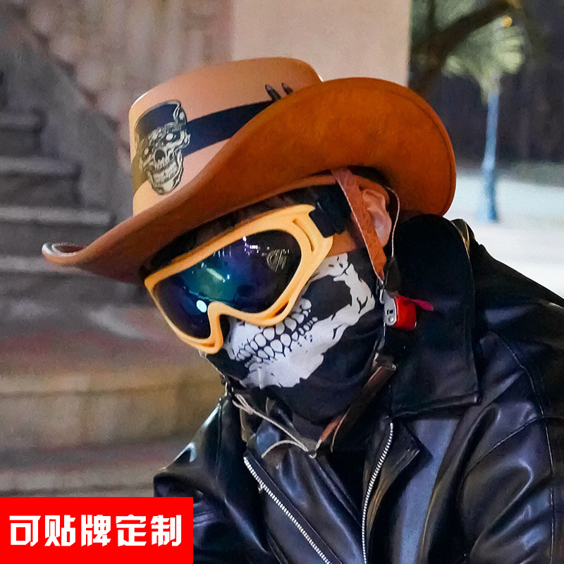 Fábrica OEM personalizado medio casco de mezclilla casco retro viaje de verano sombrero de caballero tiro callejero gángster casco personalizado