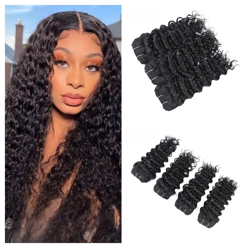 African Wigs Made from Real Hair Peruvian Deep Water Curly Human Hair Bundles