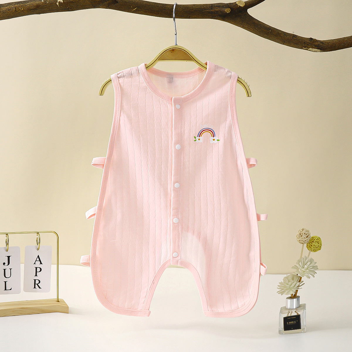 嬰兒琵琶衣薄款夏季新生兒連體衣服男寶寶無袖背心哈衣爬爬服夏裝