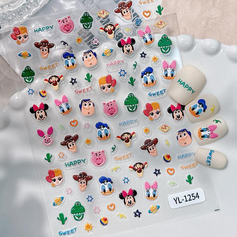 Cute Mickey Mouse Nail Sticker 5D Embossed Cartoon Donald Duck Three-Eyed Manicure Sticker Ornament Yl Style