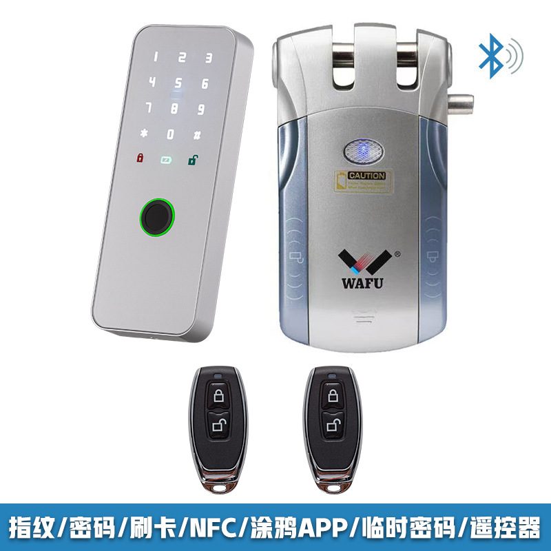 Cerradura WAFU sin llave con diseño de cabeza de toro para puerta de entrada, cerradura eléctrica invisible antirrobo con control remoto, cerradura inteligente Tuya para uso doméstico.